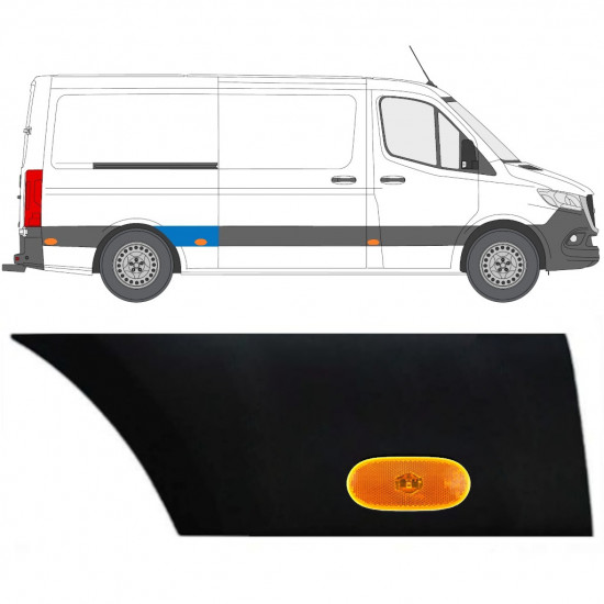 Sierlijst zijlijst achter spatbord met lamp voor Mercedes Sprinter 2018- / Rechts / Set 12966