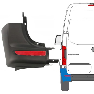 Hoek achterbumper + reflectorlamp voor Mercedes Sprinter 2018- / Links / Set 14950