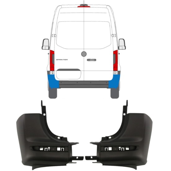 Achterbumper hoek voor Mercedes Sprinter 2018- / Links + Rechts / Set 14945 Achterbumper hoek voor Mercedes Sprinter 2018- / Links + Rechts / Set 14945
