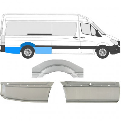 MERCEDES SPRINTER 2006- GEMIDDELDE WIELBASIS ACHTERSPATBORD REPARATIEPANEEL / SET / RECHTS