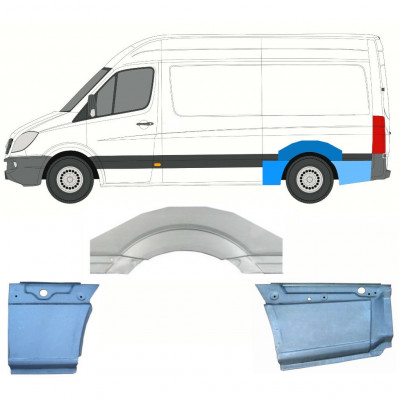 MERCEDES SPRINTER 2006- LANGE WIELBASIS ACHTERSPATBORD REPARATIEPANEEL / SET / LINKS