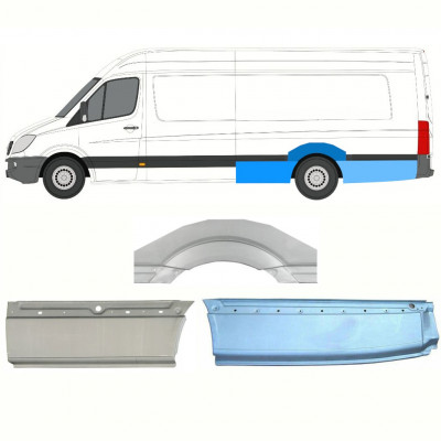 MERCEDES SPRINTER 2006- EXTRA LANG ACHTERSPATBORD REPARATIEPANEEL / SET / LINKS