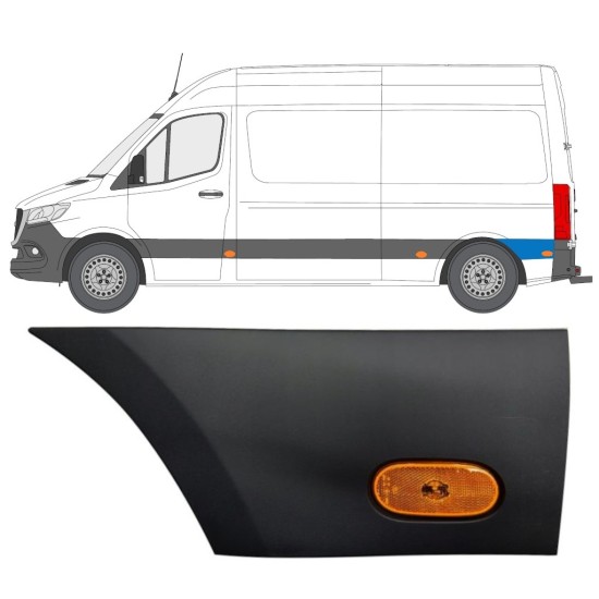 Sierlijst zijlijst achter spatbord met lamp voor Mercedes Sprinter 2018- / Links / Set 12967