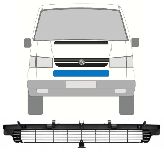 Onderste grill voor Volkswagen Transporter T4 1996-2003 16237