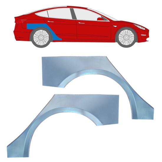 Reparatiepaneel achterspatbord voor Tesla Model 3 2017-2023 / Links + Rechts / Set 16375