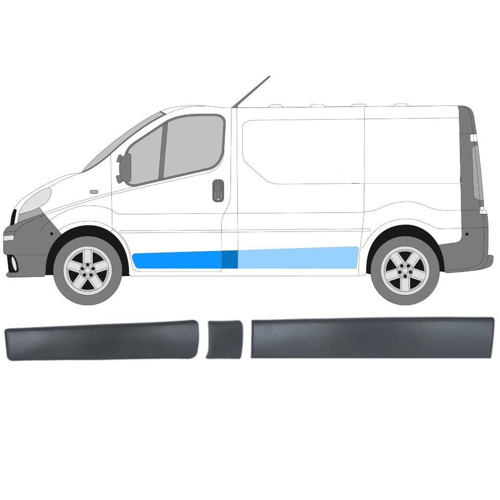 RENAULT TRAFIC OPEL VIVARO PRIMASTAR 2001-2014 KORTE WIELBASIS ZIJLIJSTEN SET / LINKS