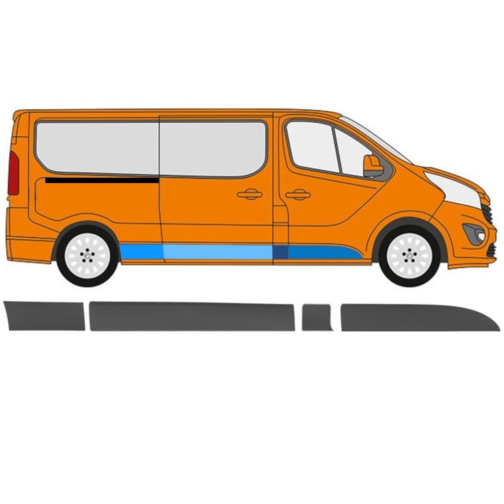 RENAULT TRAFIC 2014- LANG ZIJSTRIP / SET / RECHTS