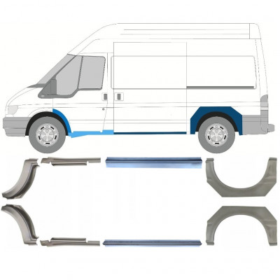 FORD TRANSIT 2000-2013 LANGE WIELBASIS WIELKAST REPARATIE PANEEL + DORPEL REPARATIEPANEL / RECHTS + LINKS / SET