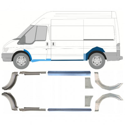 FORD TRANSIT 2000-2013 LANGE WIELBASIS WIELKAST REPARATIE PANEEL + DORPEL REPARATIEPANEL / RECHTS + LINKS / SET