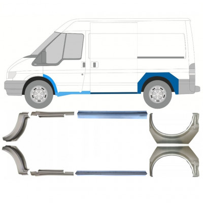 FORD TRANSIT 2000-2013 KORTE WIELBASIS WIELKAST REPARATIE PANEEL + DORPEL REPARATIEPANEL / RECHTS + LINKS / SET