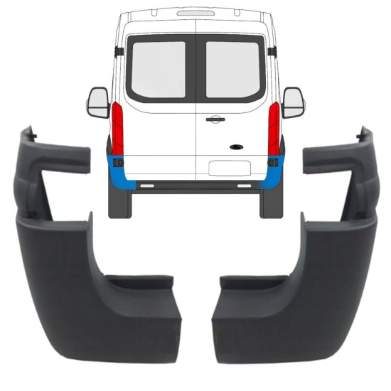 Achterbumper hoek voor Ford Transit 2014- / Links + Rechts / Set 9731