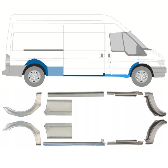 Reparatiepaneel dorpel + achterspatbord voor Ford Transit 2000-2013 / Links + Rechts / Set 10630