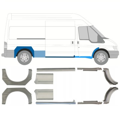 Reparatiepaneel dorpel + achterspatbord voor Ford Transit 2000-2013 / Links + Rechts / Set 10640