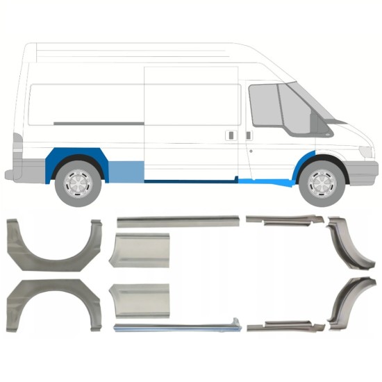 Reparatiepaneel dorpel + achterspatbord voor Ford Transit 2000-2013 / Links + Rechts / Set 10640