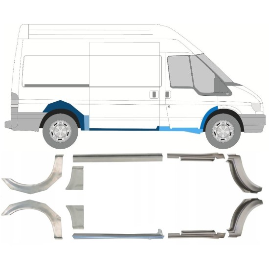 Reparatiepaneel dorpel + achterspatbord voor Ford Transit 2000-2013 / Links + Rechts / Set 10637