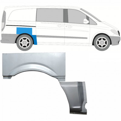 MERCEDES VITO 2003-2010 ACHTERSPATBORD REPARATIEPANEEL / KORT / RECHTS / SET