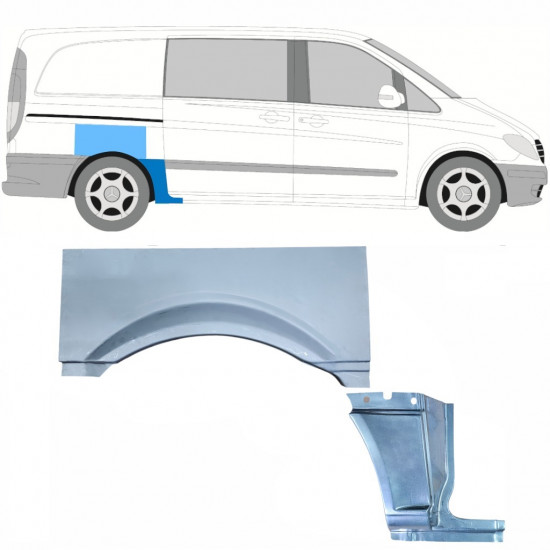 Reparatiepaneel achterspatbord voor Mercedes Vito 2003- / SWB / Rechts / Set 11866