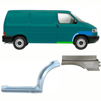 VW T4 CARAVELLE 1996- VOORWIELKAST REPARATIEPANEEL + VOORZIJDE FENDER + DORPEL REPARATIEPANEEL / SET / RECHTS