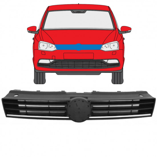 Grill voor Volkswagen Polo 2014-2017 7850