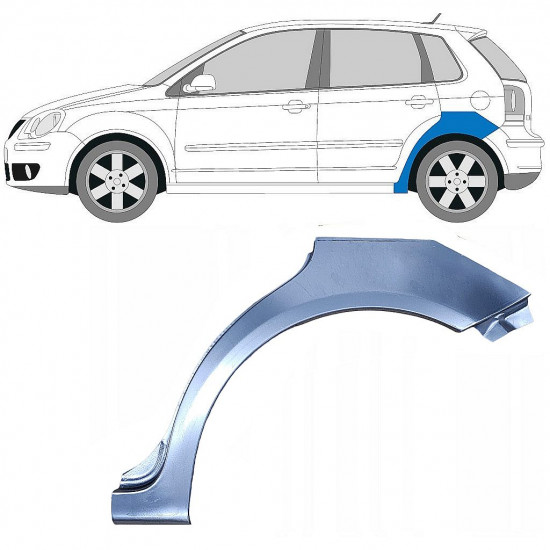 Reparatiepaneel achterspatbord voor VW Polo 2001-2009 / Links 5102