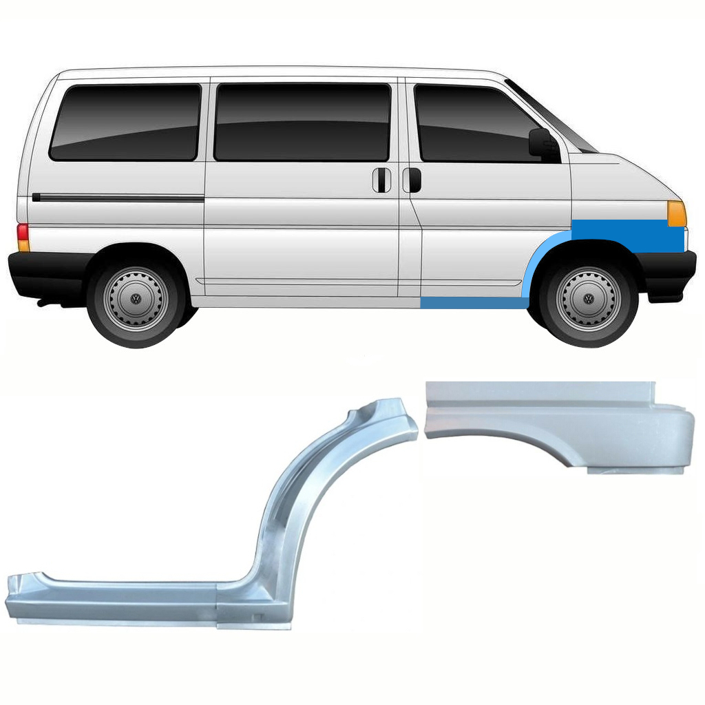 VW T4 1990- VOORWIELKAST REPARATIEPANEEL + VOORZIJDE FENDER + DORPEL REPARATIEPANEEL / SET / RECHTS