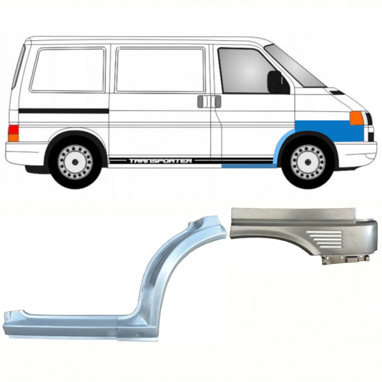 VW T4 1996- VOORWIELKAST REPARATIEPANEEL + VOORZIJDE FENDER + DORPEL REPARATIEPANEEL / SET / RECHTS