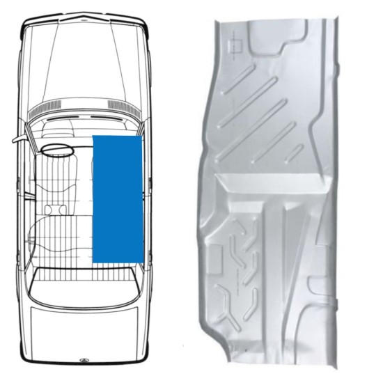 Reparatiepaneel vloer voor Mercedes W123 1975-1985 / Rechts 16050