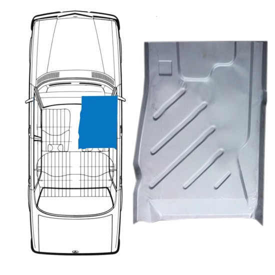 Reparatiepaneel voorste vloer voor Mercedes W123 1975-1985 / Rechts 16046