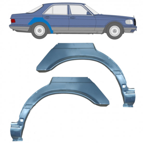 Reparatiepaneel achterspatbord voor Mercedes S-class 1979-1991 / Links + Rechts / Set 9644