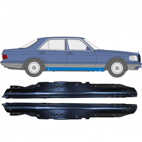 Reparatie dorpel voor Mercedes S-class 1979-1991 / Links + Rechts / Set 9578