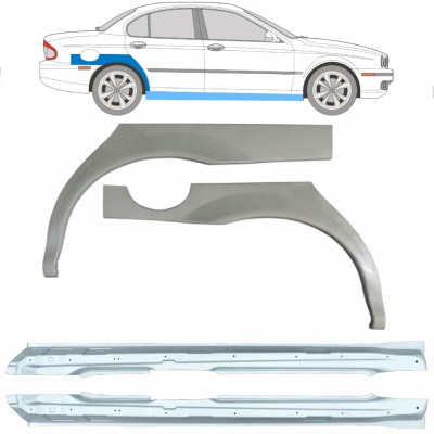 JAGUAR X-TYPE 2001-2009 WIELKAST REPARATIE PANEEL + DORPEL / SET / RECHTS + LINKS